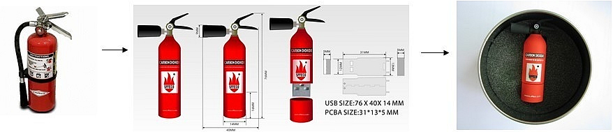 custom moulded shape fire extinguisher usb flash drive